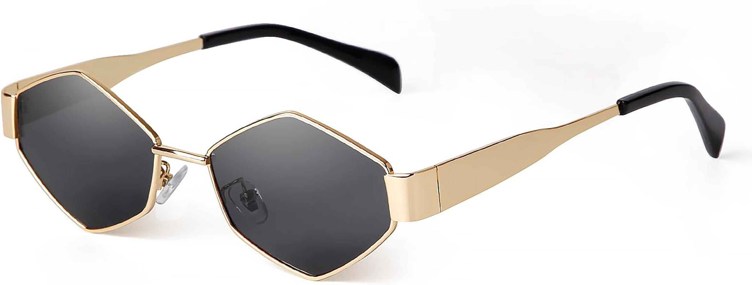 ADE WU Hexagon Sunglasses for Women Vintage Gold Geometric Shades in Metal Frame | Amazon (US)