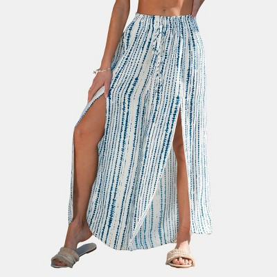 Cupshe Women's Breezy Tie-Dye Slit Cover Up Maxi Skirt-M-Blue | Target