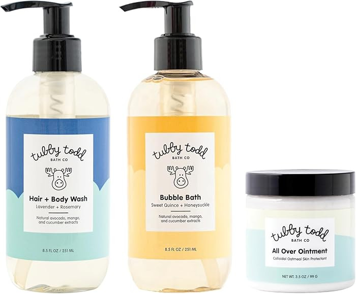 TUBBY TODD Essentials Baby Bath Gift Set – 8.5oz Hair+Body Wash, 8.5oz Bubble Bath & 3.5oz All ... | Amazon (US)