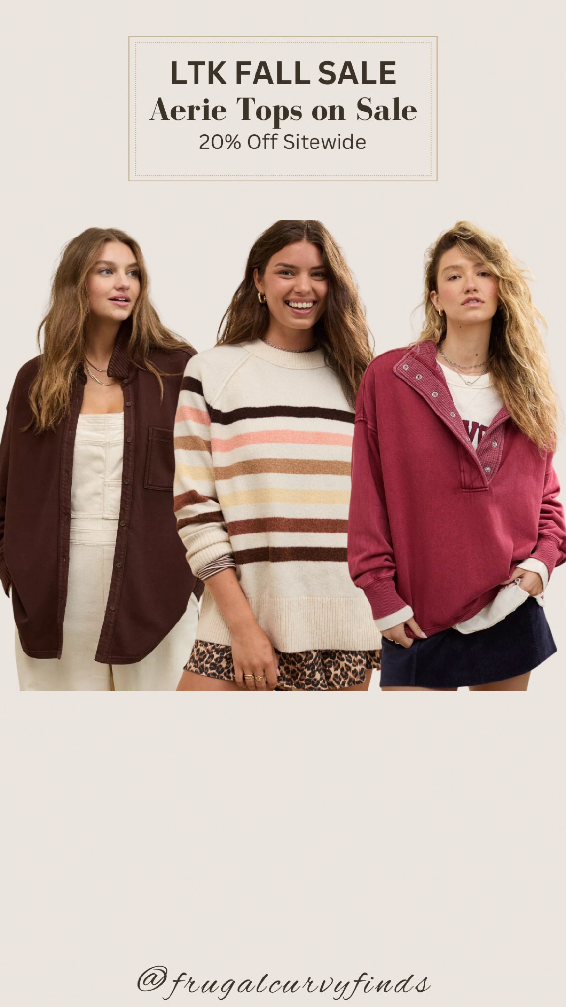 LTK Fall Sale! Everything at Aerie is 20% off. I’ve rounded up some of my favorite cozy fall tops.

Available in sizes XXS-XXL. A lot of these tops run big too. I’m a size 18/20 and wear their size XXL



#LTKFindsUnder50 #LTKFallSale #LTKSaleAlert