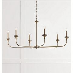 Capital Lighting Presley 49" Wide 6-Light Brass Candelabra Chandelier | Lamps Plus