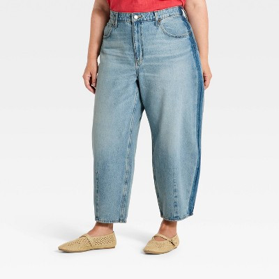 Women's Side Seam High-Rise Easy Barrel Jeans - Universal Thread™ Blue 24 | Target