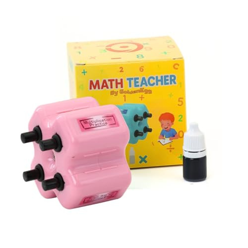 GoldenEgg Math Teacher 4-in-1 Math Roller Stamp, Addition, Subtraction, Multiplication & Fill-in-The-Blank Practice Tool for Kids, Classroom & Home Use (Pink) | Amazon (US)