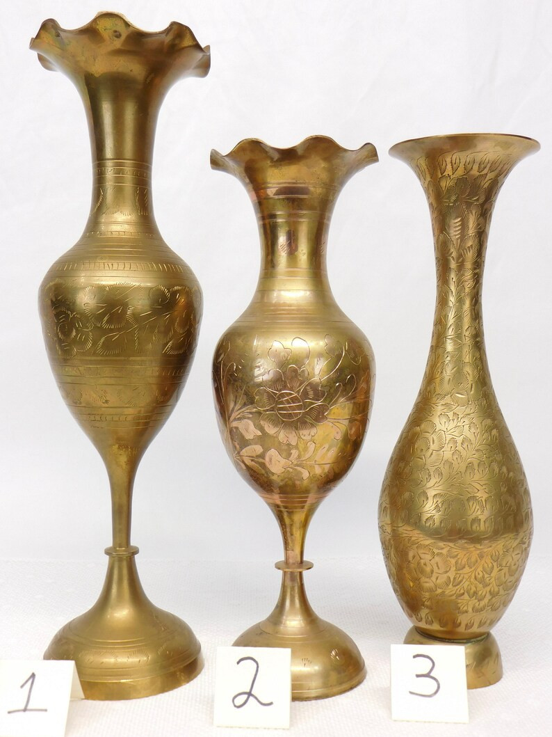 Vintage Brass Vase With Etched or Engraved Details - Etsy | Etsy (US)