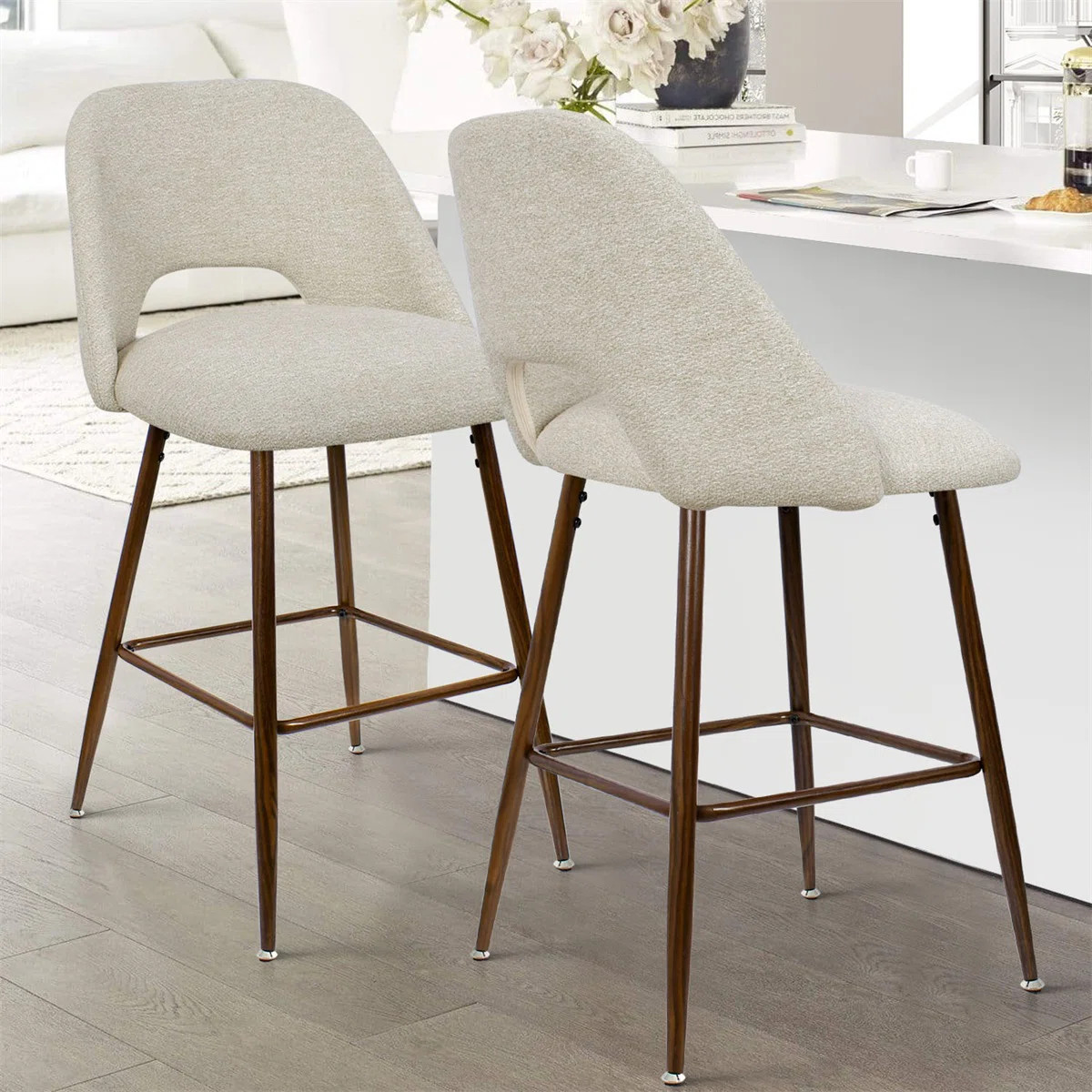 Berneta 26" H Upholstered Counter Stools (Set of 2) | Wayfair North America