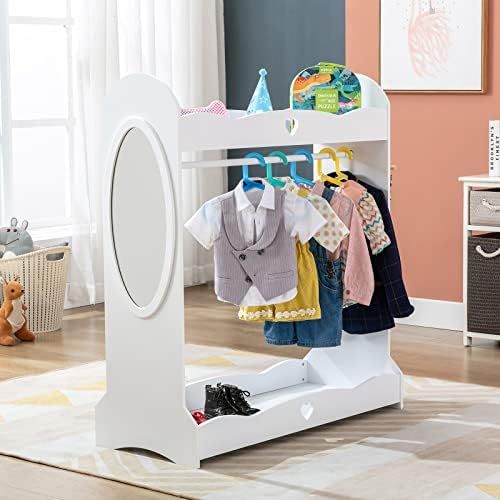 Kid Armoire Dress-Up Closet with a Mirror,Girl Dress up Corner,White Dress up Wardrobe,Dress up S... | Amazon (US)