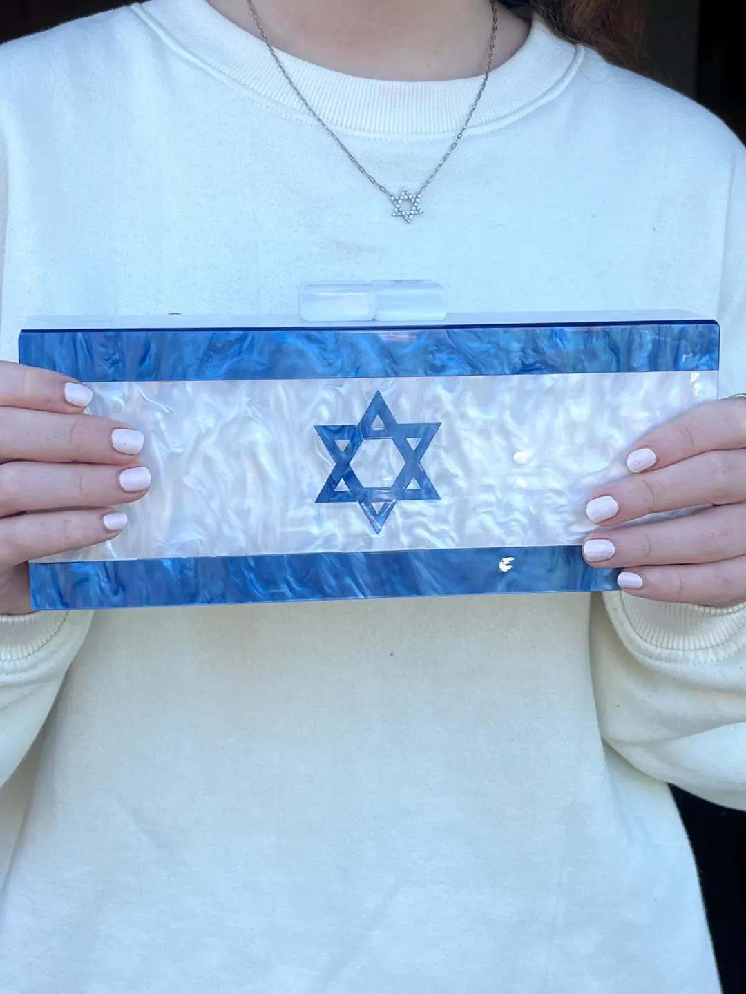 Custom Clutch Star of David Jewish Flag, Israeli Flag, Lucite, Acrylic, Am Yisrael Chai Bag, Brin... | Etsy (US)