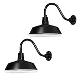 14in. Satin Black Outdoor Gooseneck Barn Light Fixture With 14.5 in. Long Extension Arm - Wall Sconc | Amazon (US)