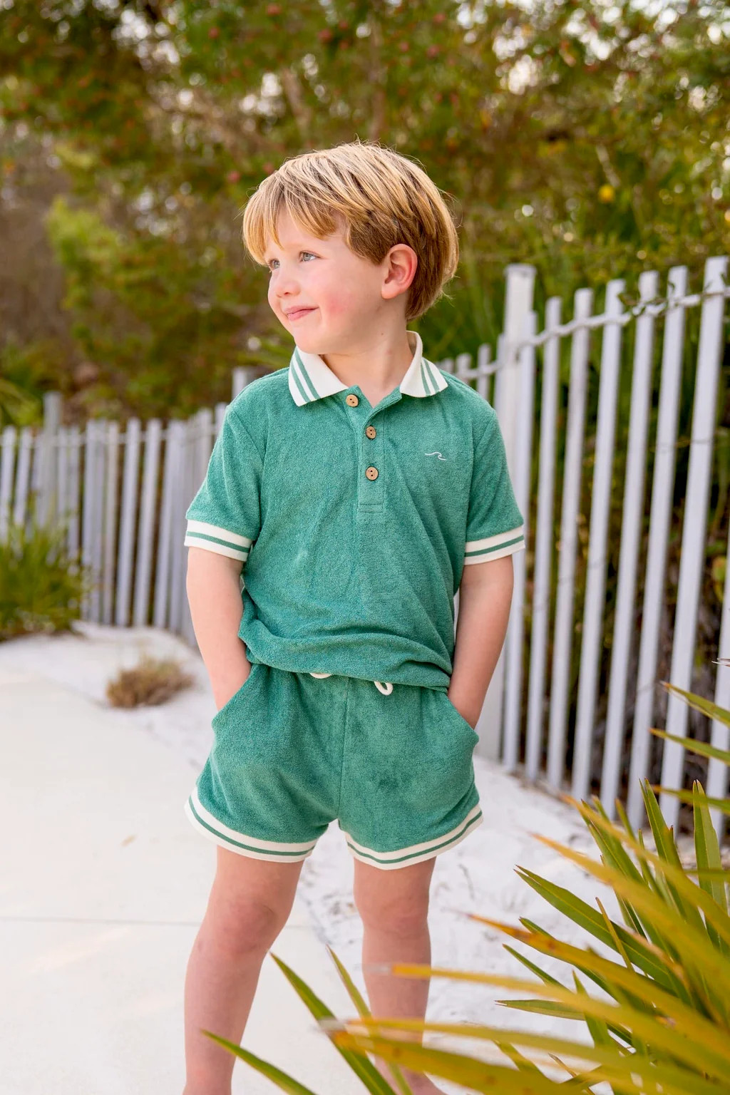 Lanier Bamboo Terry Set - Emerald | Love and Grow Clothing Co