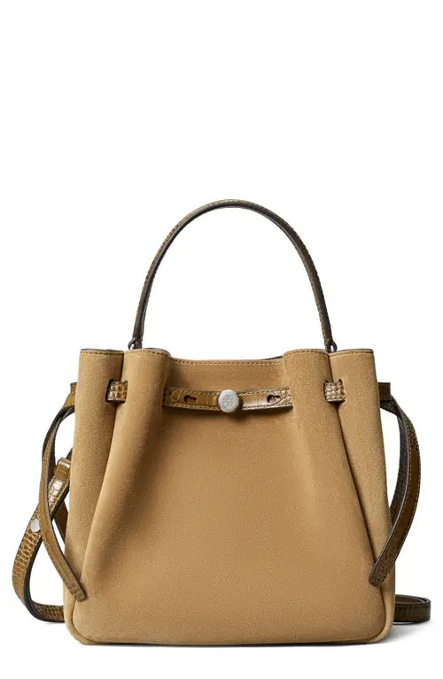 Tory Burch Romy Suede Bucket Bag in Stone at Nordstrom | Nordstrom