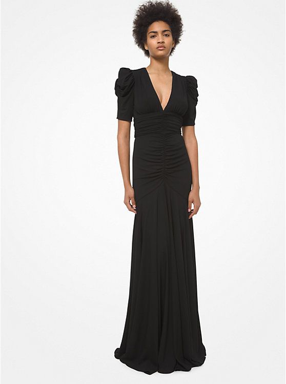 Ruched Stretch Matte Jersey Gown | Michael Kors US