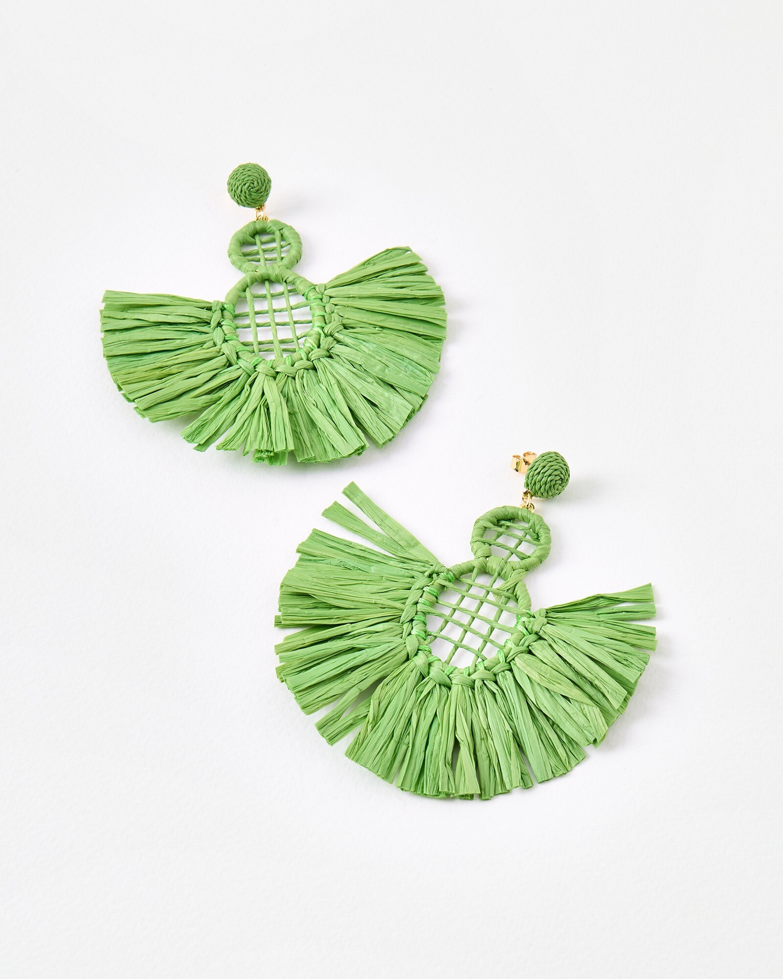 Farley Large Green Raffia Semi-Circle Statement Earrings | Oliver Bonas | Oliver Bonas (Global)