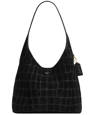 Brooklyn Medium Crocodile Embossed Suede Shoulder Bag 28 | Macy's