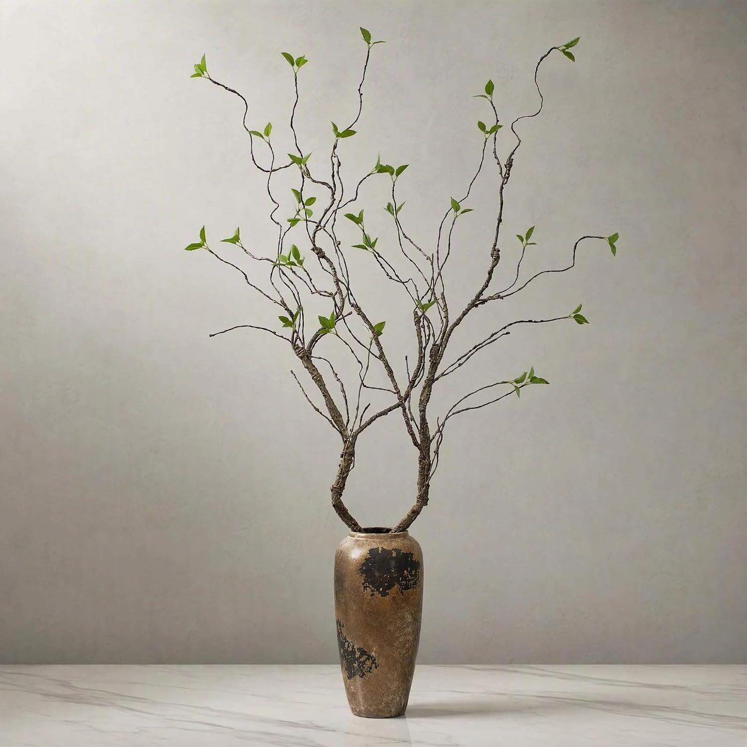 AYLSON 2pcs 57in Artificial Tree Branches Fake Vines with Realistic Leaves Bark Texture Bendable Faux Branches for Outdoors Room Table Centerpiece Pine Tree Wall Art Festive Decor（VASE NOT Included） | Amazon (US)