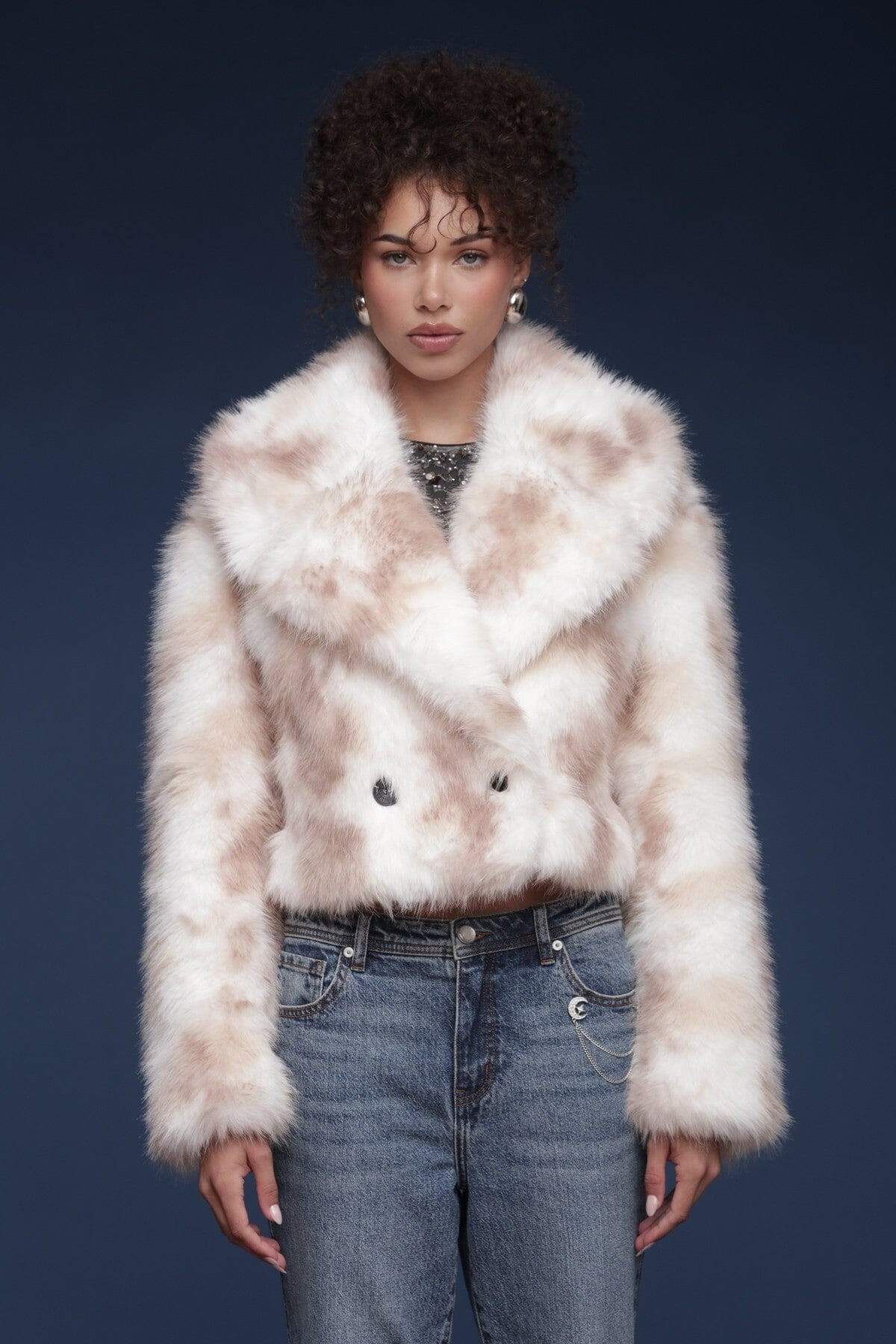 Marbled Faux Fur Cropped Coat | Avec Les Filles