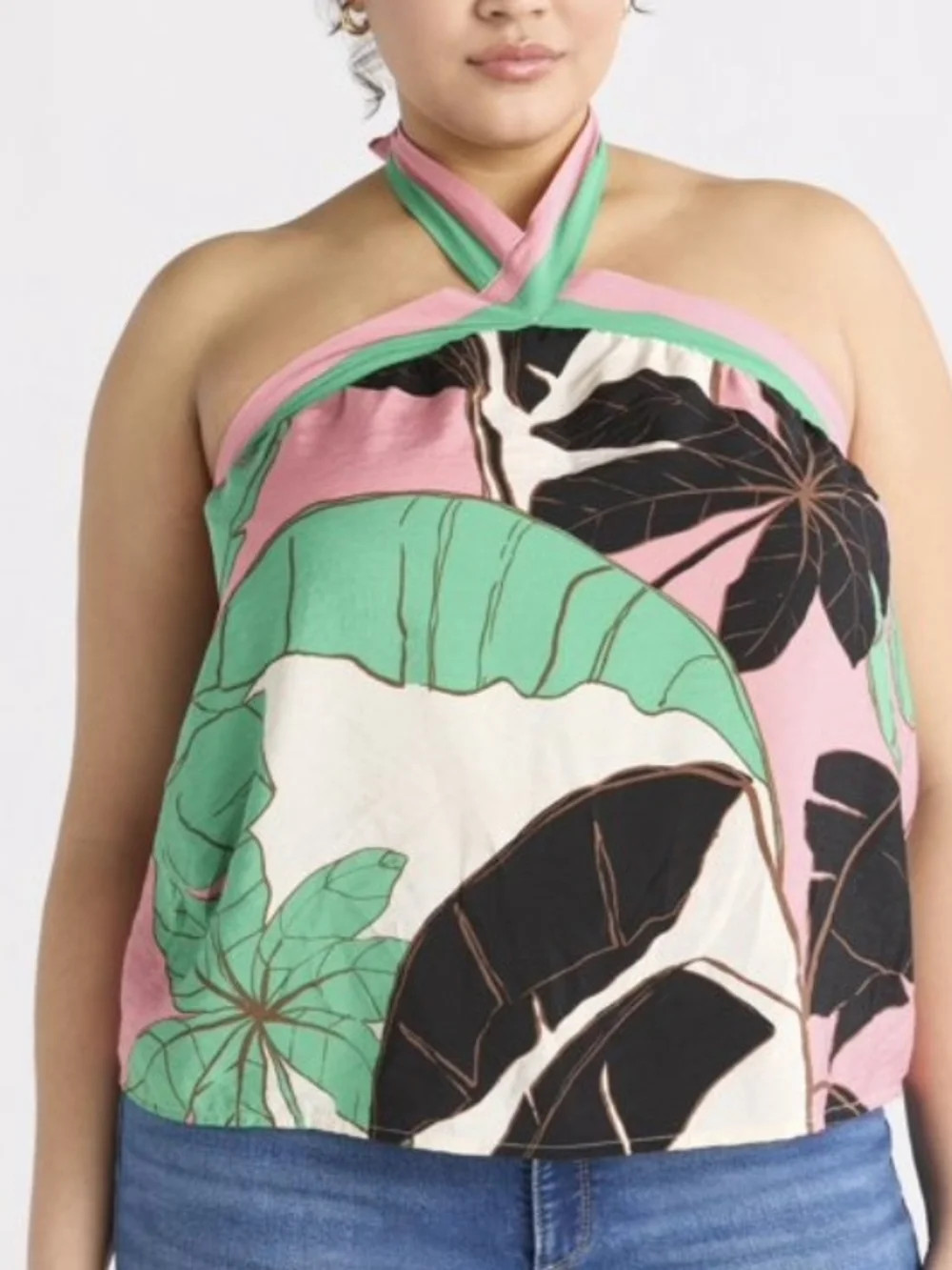 sofia by sofia vergara Pink, Green & Black Printed Halter Top | Poshmark