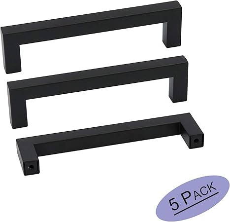 5Pack Goldenwarm Black Square Bar Cabinet Pull Drawer Handle Stainless Steel Modern Hardware for ... | Amazon (US)