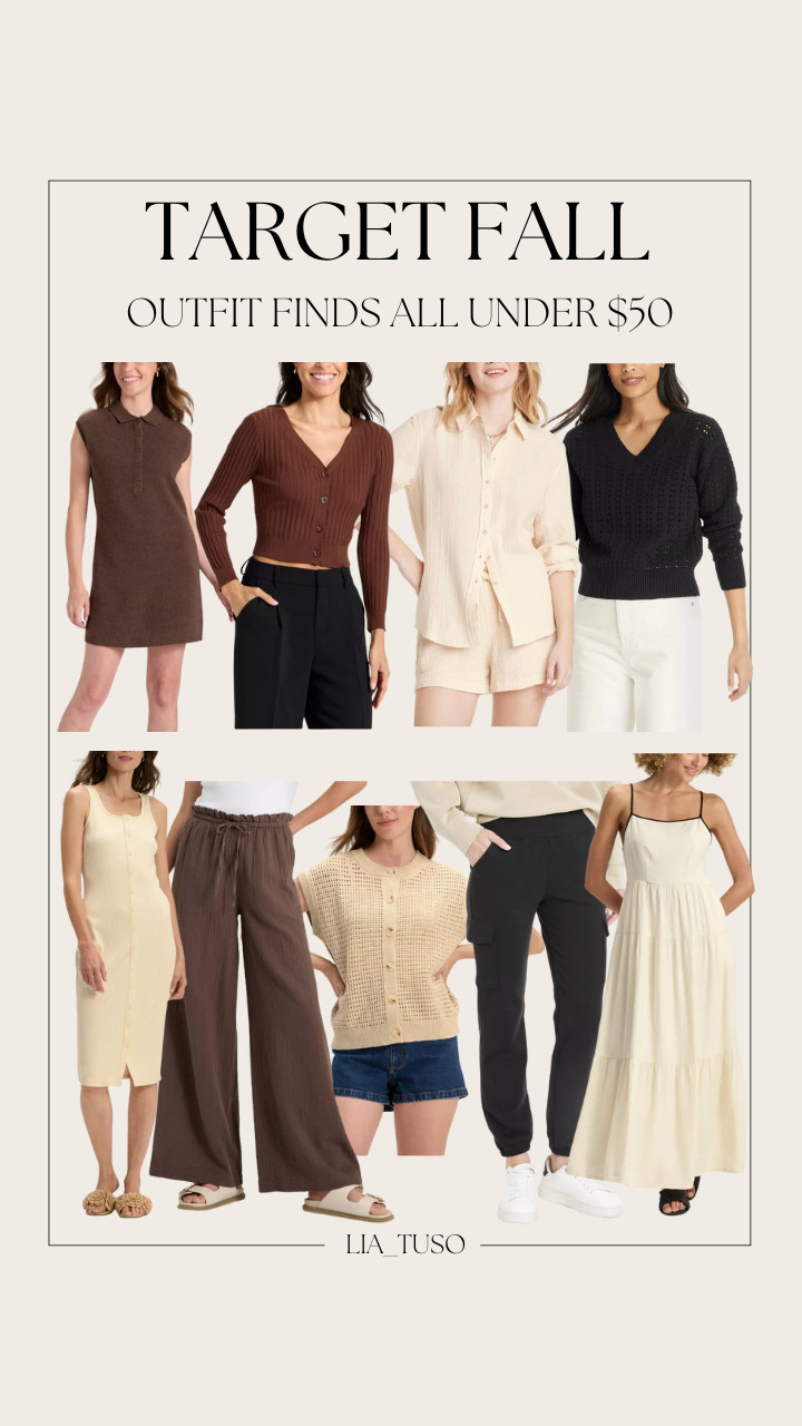 Target Fall Outfit Finds All Under $50 || Women's Mini Sweater Dress || Women's Gauze Long Sleeve Collared Button-Down Shirt  || Women's High-Rise Wide Leg Pull-On Pants  || Women's Pointelle Sweater Vest || Women's Button-Front Cardigan || Women's Knit Button-Front Midi Dress || Women's Tiered Maxi A-Line Dress || Fit Super Soft Cargo Joggers || Elsa Eyelet Mary Jane Ballet Flats 

#TargetFallOutfits #FallOutfits #FallOutfitsIdeas 

 #LTKSeasonal #LTKStyleTip #LTKautumn