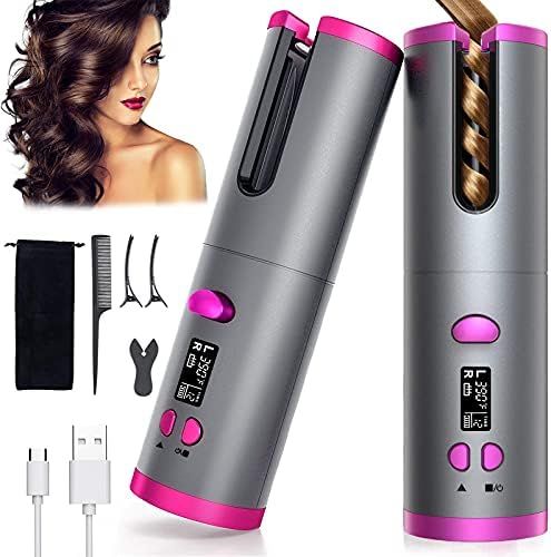 Unbound Cordless Automatic Hair Curler, Anti-Tangle Wireless Auto Curling Iron Wand, Portable USB Re | Amazon (US)