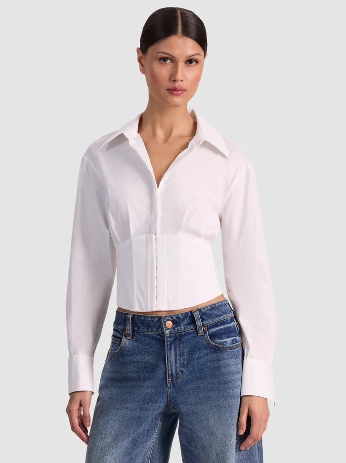 EDIE CORSET BUTTON DOWN | Alice + Olivia
