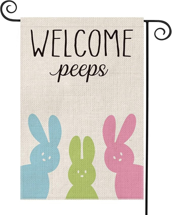 AVOIN Welcome Peeps Garden Flag Vertical Double Sided Easter Bunny Rabbit, Spring Summer Rustic F... | Amazon (US)