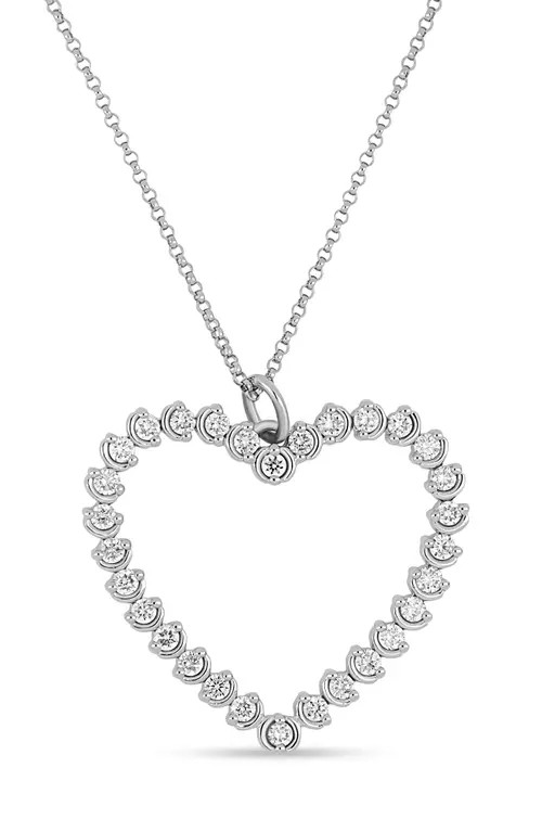 Bony Levy 18K Gold Liora Diamond Heart Pendant Necklace in 18K White Gold at Nordstrom, Size 18 | Nordstrom
