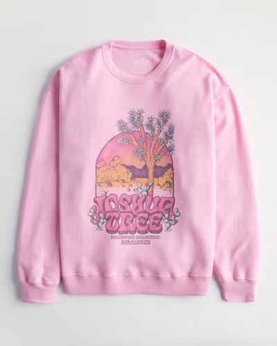 Women's Oversized Print Graphic Crew Sweatshirt | Women's Tops | HollisterCo.com | Hollister (US)