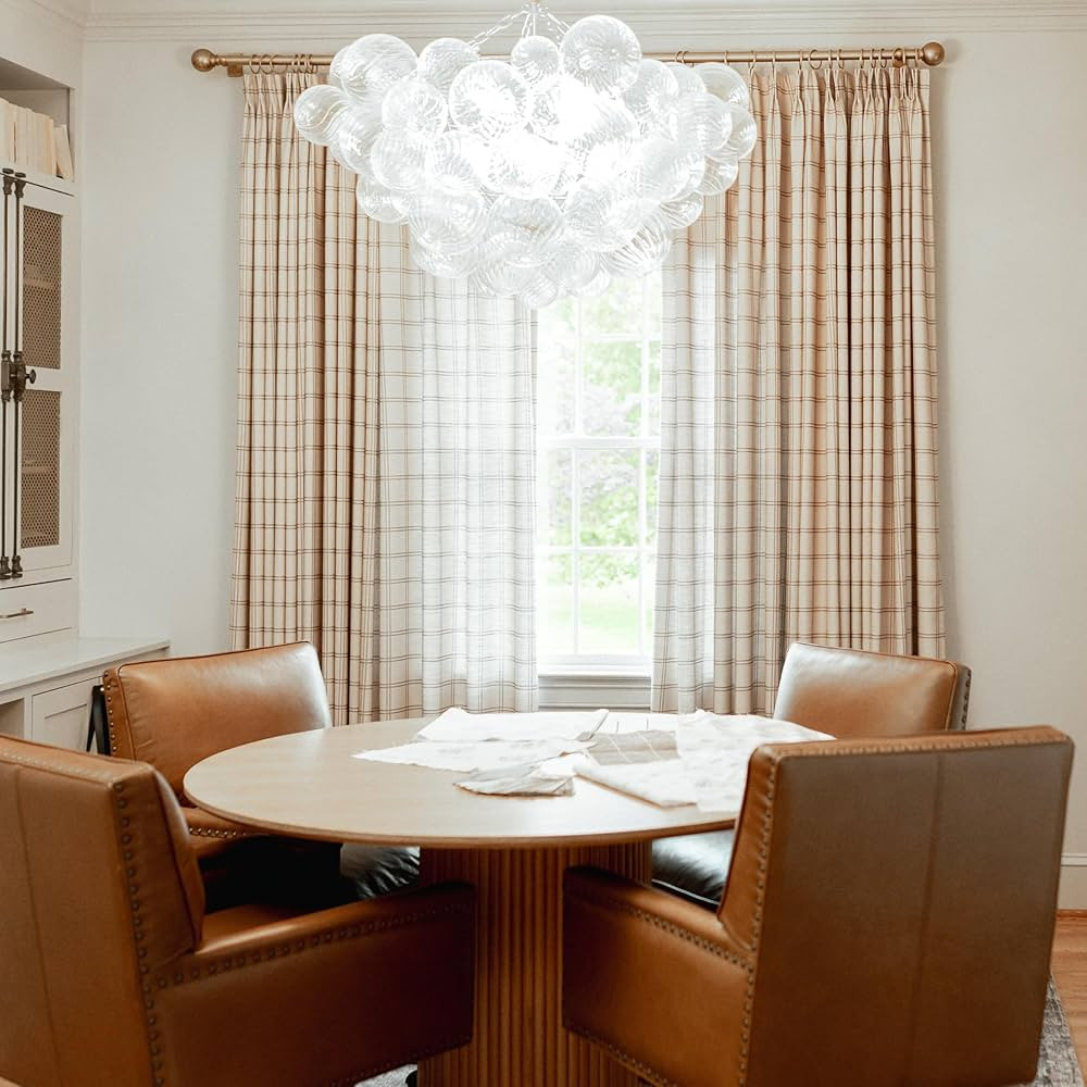 TWOPAGES Stefana Silber x Printed Custom Curtains Faux Linen Plaid Striped Design Printing Curtai... | Amazon (US)