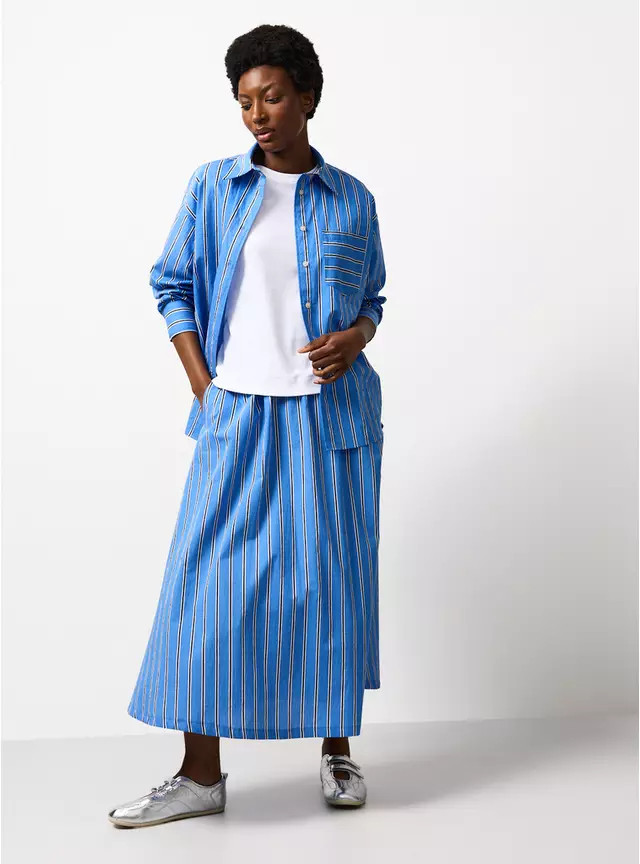 Blue Stripe Relaxed Long Sleeve Shirt 10 | Tu Clothing
