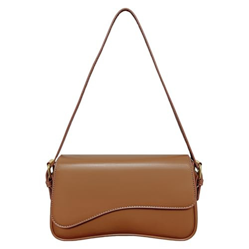 Shoulder Bag for Women PU Leather Shoulder Purse Tote Bag Brown Purses for Women Trendy with 2 Removable Straps 2025 | Amazon (US)