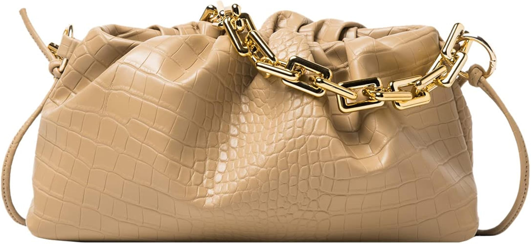 Cloud Dumpling Chain Pouch Bag Shoulder/Crocodile Pattern Clutch Bag Purse Chunky Chain Strap Hobo B | Amazon (US)