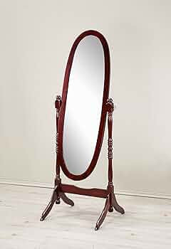 Roundhill Furniture Traditional Queen Anna Style Wood Floor Cheval Mirror, Cherry Finish | Amazon (US)