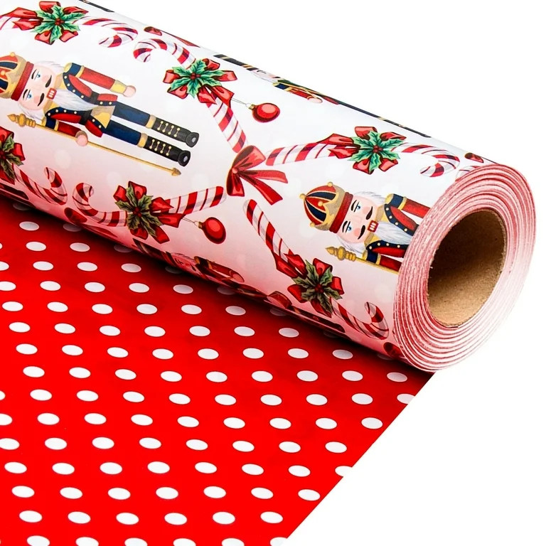 HOMERAL Christmas Wrapping Paper Roll - Gift Wrap with Candy Cane, Bowknot, Nutcracker - Perfect ... | Walmart (US)