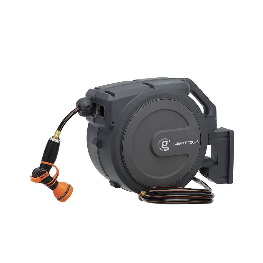 Giraffe Tools Hose Reel 1/2‘’ 78 ft, Heavy Duty Retractable Garden Hose Reel with Any Length ... | Amazon (US)
