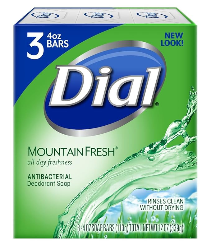 Dial Antibacterial Bar Soap, Mountain Fresh, 4 Ounce, 3 Bars | Amazon (US)
