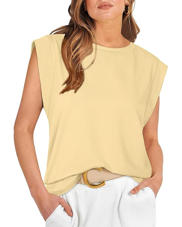 WIHOLL Cap Sleeve Tops for Women Summer Top Basic Tee Shirts Casual Tank Loose Fit 2025 Fashion | Amazon (US)