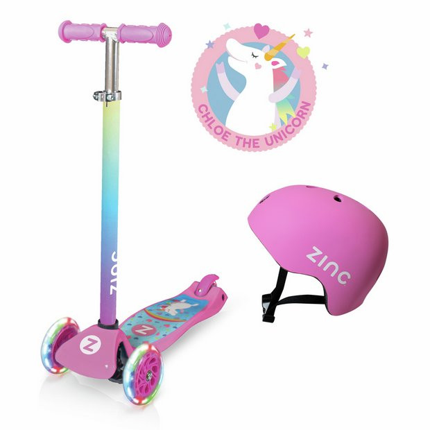 Buy Zinc Combo : 3 Wheel Unicorn Scooter & Helmet | Kids scooters | Argos | argos.co.uk