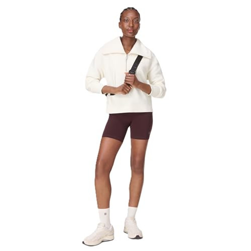 Sweaty Betty Women's Peaceful Rib Half Zip Cropped Sweatshirt Sweatshirt, Lily White, XX-Large | Amazon (US)