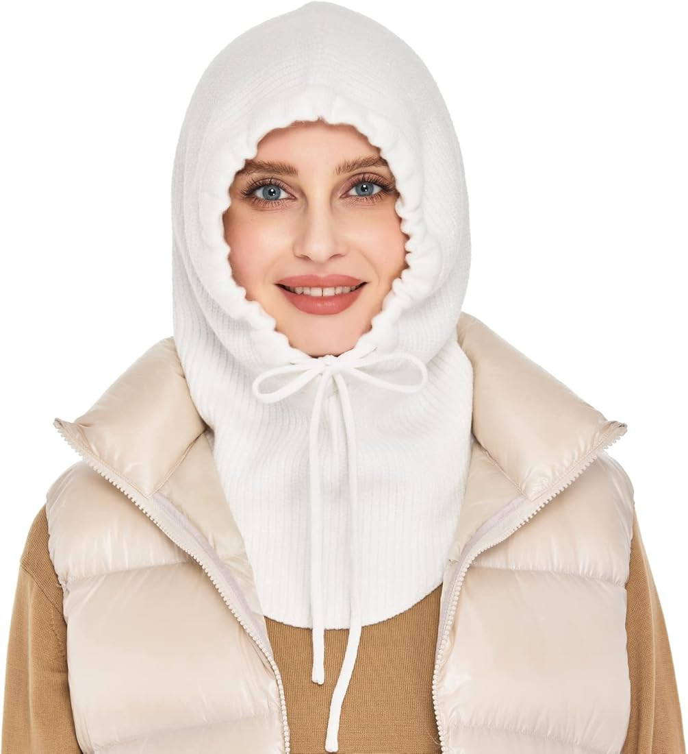 Timoise Knit Winter Hats for Women Balaclava Warm Hooded Scarf for Men and Women Beanie Hat Skull... | Amazon (US)