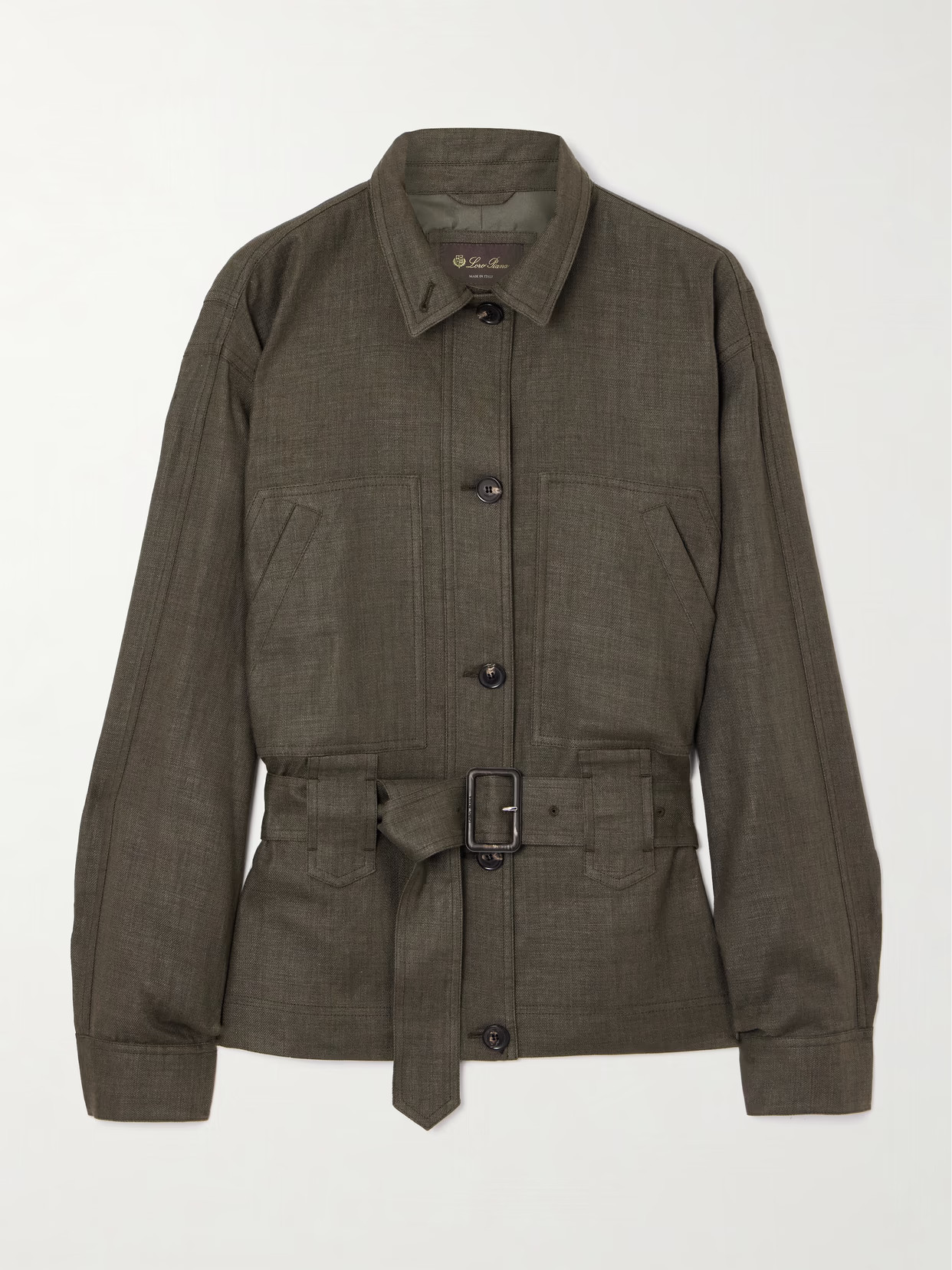 Loro Piana - Jaylon Belted Linen And Wool-blend Jacket - Green | NET-A-PORTER (US)