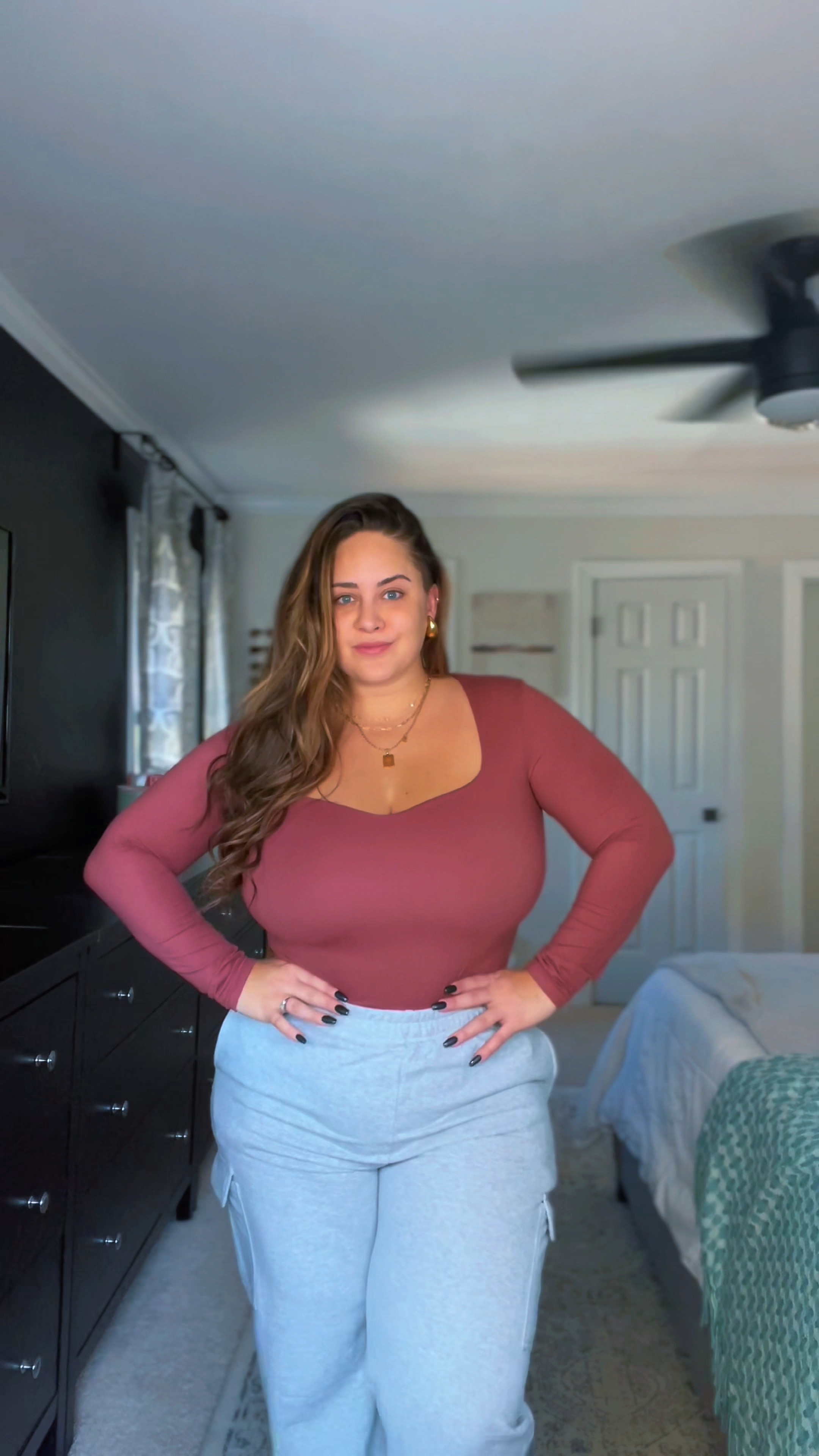 Thanksgiving outfit idea! 

Bodysuit: size XL 
Sweatpants: size XL 

I am typically a 14-16 

#size14 #size16 #outfitideas #cargopants 

#LTKstyletip #LTKmidsize #LTKplussize