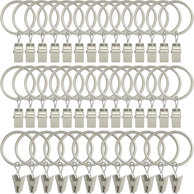 40 Pack Curtain Rings with Clips, Curtain Clip Rings Hooks, Bow Hanger Clips for Hanging Drapery ... | Amazon (US)