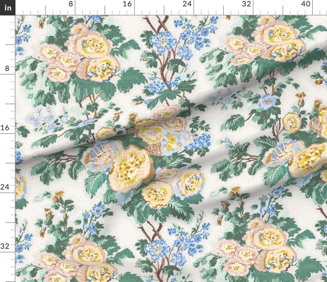 Libby Hollyhock Citron Fabric | Spoonflower | Spoonflower