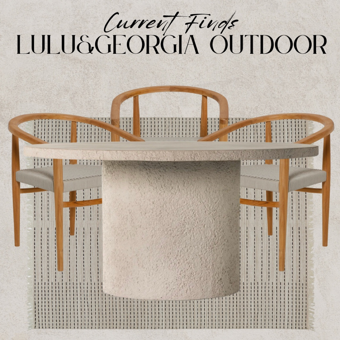 Lulu and Georgia outdoor dining furniture! #luluandgeorgia #ltk #outdoordining #rug #concretetable #outdoorchair

#LTKhome #LTKSeasonal #LTKFind