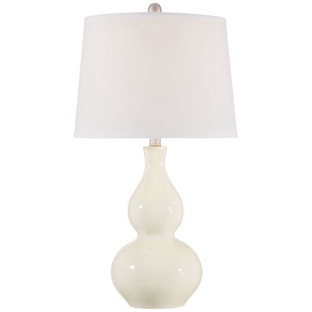 360 Lighting Modern Table Lamp White Cream Ceramic Double Gourd Drum Shade for Living Room Family... | Walmart (US)