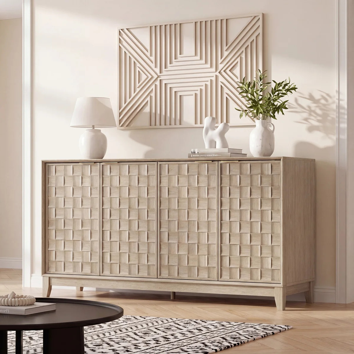 Valdean 60'' Wide Sideboard Buffet with Solid Wood Legs and Adjustable Shelves | Wayfair North America