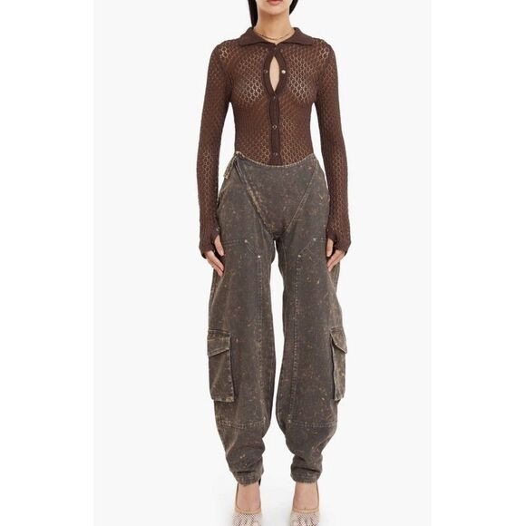 Brown Ankle-Length Cargo Jumpsuit with Fitted Waist | Poshmark