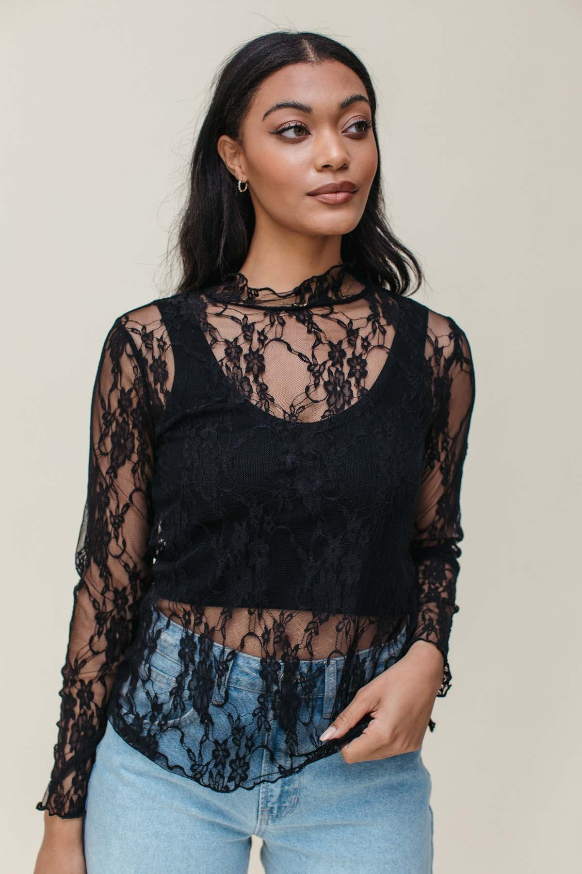 Zoe Black Lace Top | The Post