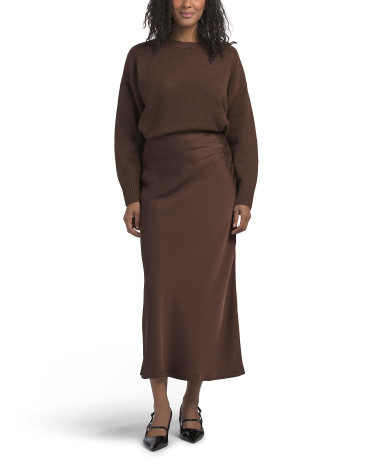 2pc Crew Neck Sweater And Woven Skirt Set | TJ Maxx