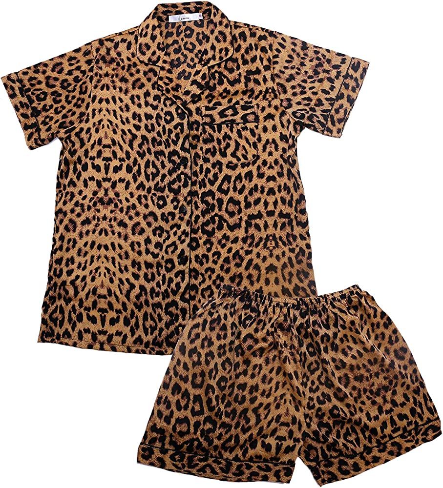 Women's Pajamas Set Leopard Striped Flower Love Cat Ladies Sleepwear Sets Short Sleeve Girls Paja... | Amazon (US)